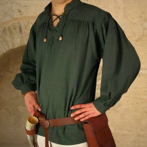 gewandung mittelalterhemd gruen herren weiter schnitt shirt medieval